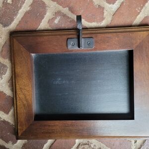 Wooden Framed Chalkboard with Hook On Bottom For Hanging Keys Or Hats Etc